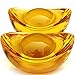 Yellow Crytal Feng Shui Golden Ingot / Yuan Bao and Prosperity Protection Set of 5 Lucky Charm Ancient Coins,Feng Shui Decor (2 Pcs 2.3