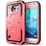 Galaxy S6 Active Case, [Heave Duty] **Slim Protection** i-Blason Armorbox [Dual Layer] Hybrid Full-body Protective Case with Front Cover and Built-in Screen Protector / Impact Resistant Bumpers Cover for Samsung Galaxy S6 Active 2015 Release **Does Not Fit Regular Galaxy S6** (Pink)