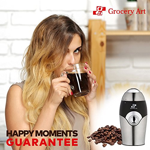 Electric Coffee Grinder Blade Mill - Small & Compact Simple Touch Automatic Grinding Tool for Whole Beans, Herbs, Pepper, Salt & Nuts - Safe No-Mess Counter Top Appliance - Great Gift Idea! - Thumbnail 5