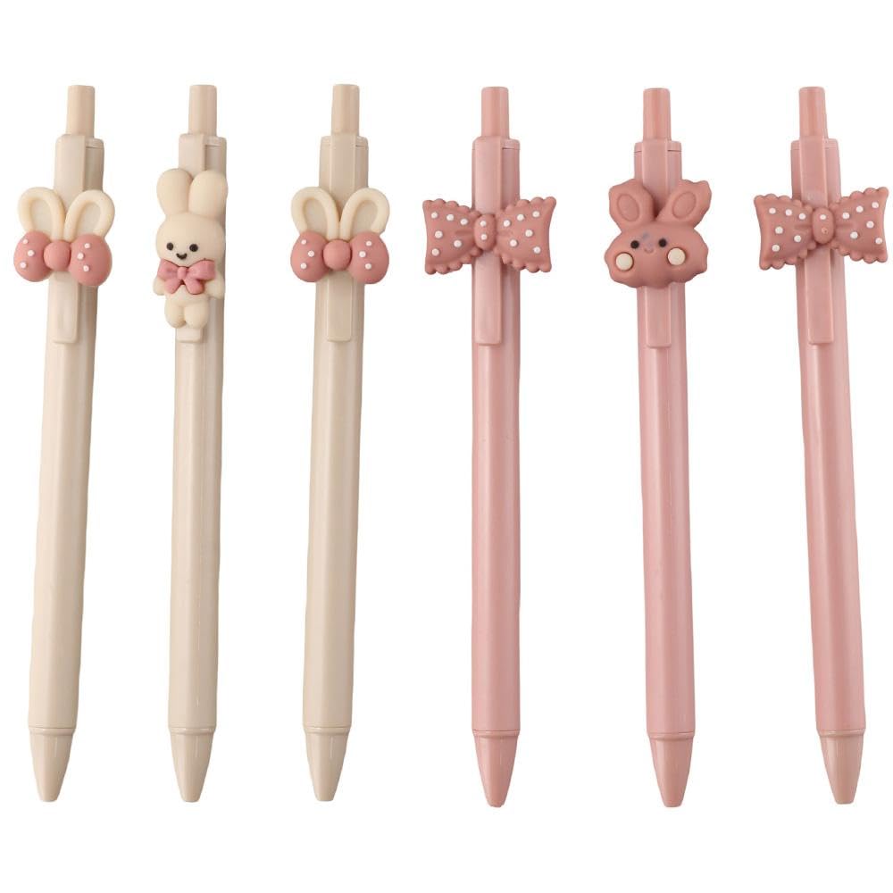 Risedot 6 PCS Cute Pens Writing Gel Black Ink Pens, with Cartoon Animal Retractable Fancy Journaling