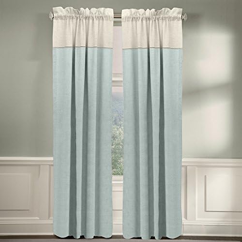 Veratex The Monterey Window Collection Made in the U.S.A. 100% Linen Living Room Rod Pocket Window Panel Curtain, Mineral Blue, 96"