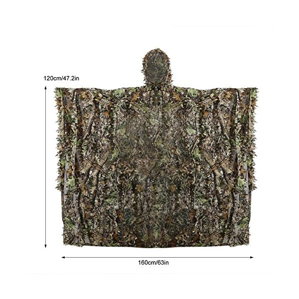 YuanDian Ghillie Suit Poncho Outdoor 3D Blätter Jagd Camouflage Camo Camping Vogelbeobachtung Cape Umhang für Militär CS Dschungeljagd Paintball Airsoft Wildlife-Fotografie Halloween Ahornblatt – Bild 4