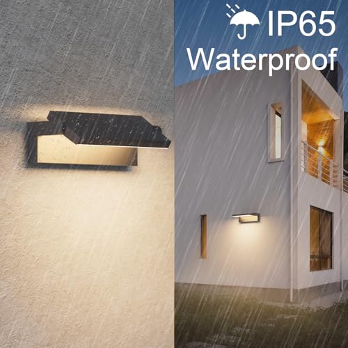 Klighten 45 W LED Outdoor Indoor Rotatable Wall Light, IP65 Waterproof Modern Wall Light, Adjustable Wall Lamp for Garden, Entrance, Terrace, 3480LM, Warm White 3000K, Anthracite