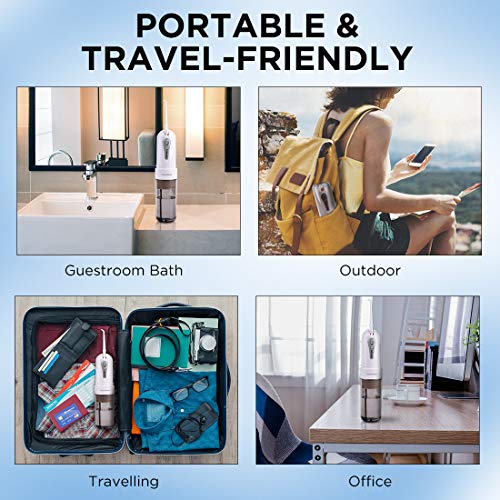 Water Flosser Cordless Oral Irrigator, Rechargeable Portable Dental Water Jet Flosser Teeth Cleaner with 5 Flosser Tips and 4 Flossing Modes, Travel and Home Water Dental Flosser
