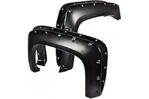 CHEDA Pocket Style Rivet Fender Flares, Compatible with 2007 2008 2009 2010 2011 2012 2013 Chevy Silverado 1500/2007-2014 Chevy Silverado 2500HD 3500HD LT/LTZ/WT with 78.7”/97.6” LongBed, Smooth Black