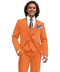 Men's Tangerine Party Homcoming Suits Solid Blazer