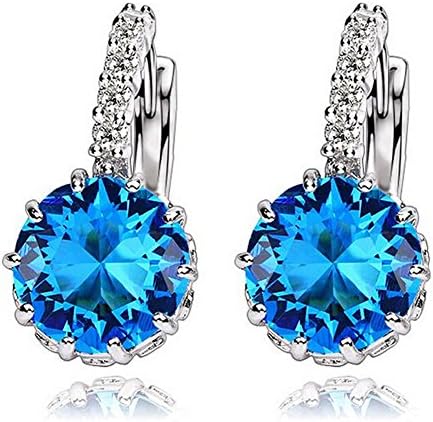 Flamboyantgoods 1 Pair Fashion Women Elegant Crystal Rhinestone Silver Plated Ear Stud Earringslake blue