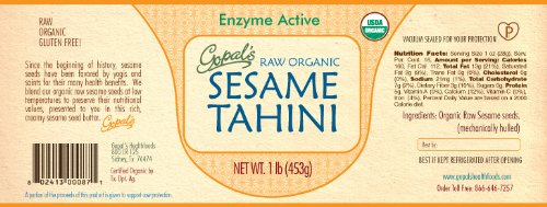 Gopal's Raw Organic Sesame Seed Tahini 16oz