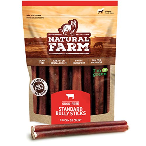 Natural Farm Bully Sticks 6inch (20 Units) Odor Free 100 Beef