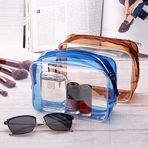 Pangda 5 Pack Clear PVC Zippered Toiletry Carry Pouch Portable Cosmetic Makeup Bag for Vacation, Bathroom and Organizing (Small, Blue) 6 Pangda 5 Pack Clear PVC Zippered Toiletry Carry Pouch Portable Cosmetic Makeup Bag for Vacation, Bathroom and Organizing (Small, Blue)