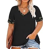 RITERA Plus Size Tops for Women Short Sleeve T Shirt Casual Summer V Neck Tunics Tees XL-6XL