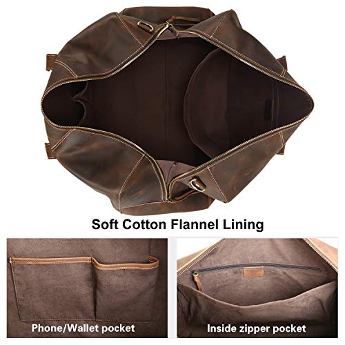 Polare Leather Duffle Weekend Travel Bag For Men With Full Grain