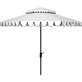 Safavieh Outdoor Venice 9-Foot Round Double Top Crank UV Protected Umbrella