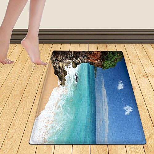 WelFriday custom door mats 151515542 Tropical beach with rocks and blue sea of Bali island Indonesia,W18 x L29 inch