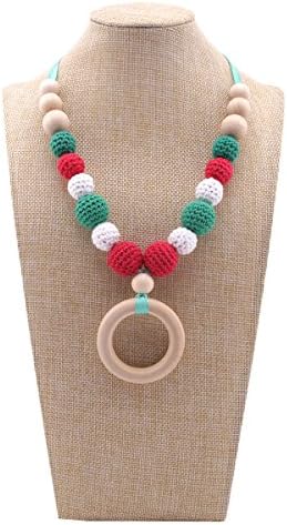 Best for baby Teething Necklace for mom Baby Wooden Ring Crochet Beads Nursing Pendants Newborn Gift Montessori Toys