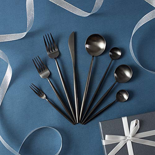 Homelux Theory 18/10 Matte Black Silverware Set Stainless Steel Black