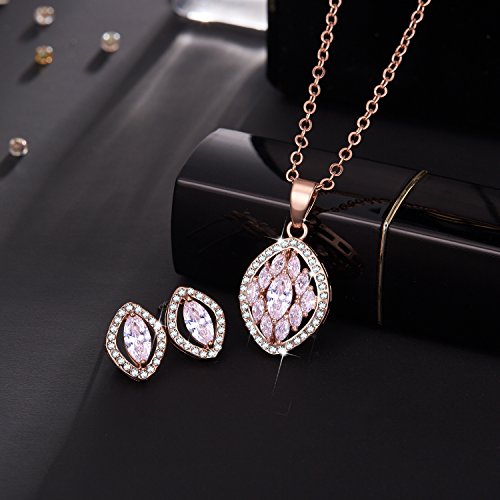 Incaton Flame Pendant Necklace Earrings set Birthday Christmas Gifts for Women with Crystal - Thumbnail 2