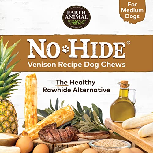 EARTH ANIMAL No Hide Medium Venison Flavored Natural Rawhide Free Dog