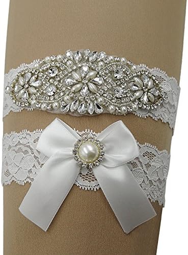 Vintage Lace Bridal Garter Set Wedding Garters For Bride White