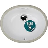 Highpoint Collection Undermount Bathroom Sink – White Oval Small 15"x12" Interior Bowl Sink with Overflow for Vanity – Porcel
