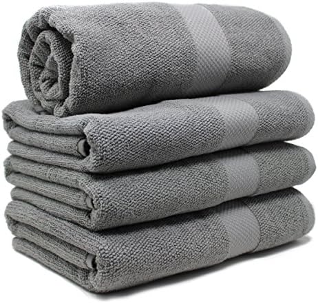 Bath Towel Set 4-Piece - %100 Turkish Cotton - Bath Sheet for Bathroom, Bath, Gym, Pool, Tub- Premium Quality Bath Towels Soft, Thick, Plush, Absorbent (Gray, Bath Towel - Set of 4)