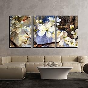 Watercolor Painting of The Blooming Spring Tree Branches...