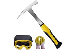 "A peerless shovel "Rock hammer, 21 oz all steel geological hammer, pointed head and shock absorption handle, rock pick used for rock hounding, gold exploration equipment and hand tools