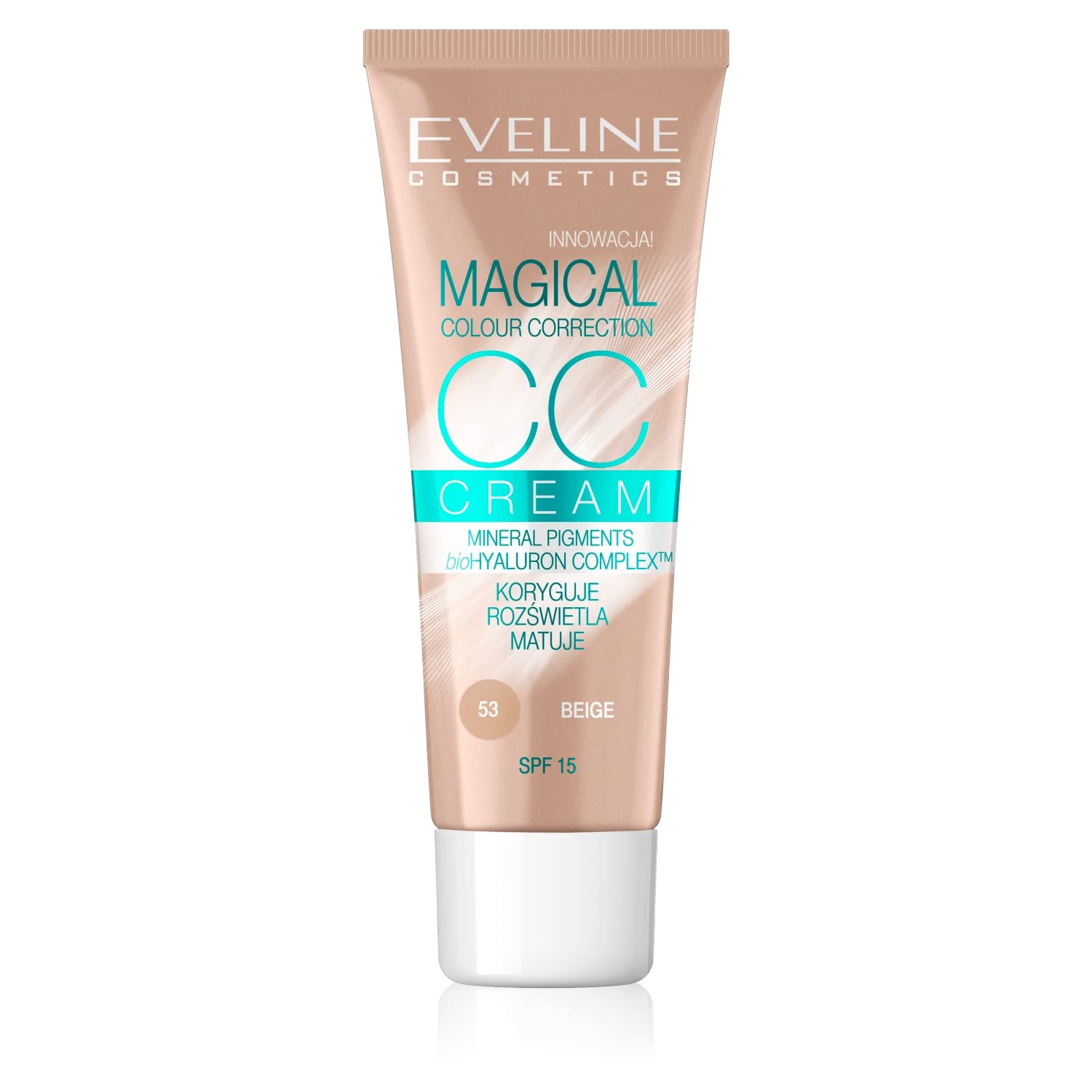Eveline Cosmetics Magical Colour Correction CC Multifunctional Foundation - No. 53 Beige, Vegan, 30ml