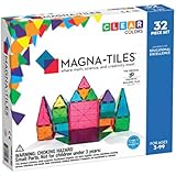 Magna-Tiles 32-Piece Clear Colors Set, The Original, Award-Winning Magnetic Building Tiles for Kids, Creativity and Educational Building Toys for Children, STEM Approved