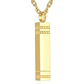 abooxiu Urn Necklace for Ashes Memorial Cremation Jewelry for Ashes Stainless Steel Ashes Jewelry Cube Ashes Necklace Bar Urn Pendant for Women Men