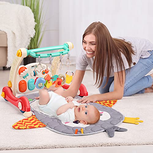 CUTE STONE Baby Play Gym, Piano Kicks Learning Mat for Babies, Musical Activity Center with Lights, Play Mat For Babies 0-24 Months
