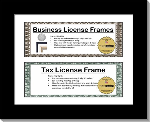 CreativePF [CL8.5x11bk] Black Double License Business Frames for Professionals 8.5 by 11-inch Frame w/Mat, Self Standing Easel Back and Hanger