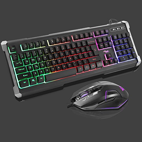 BAKTH Rainbow LED Backlit Mechanical Feeling Gaming Keyboard and Mouse