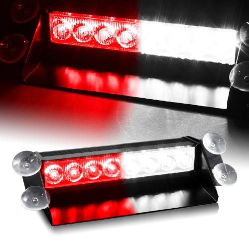 Red & White Generation 3 LED Law Enforcement Use Strobe Lights For Interior Roof / Dash / Windshield