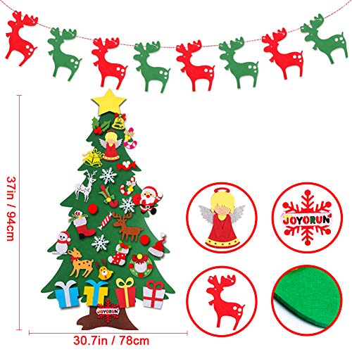 image for JOYORUN Felt Christmas Tree, 3.3 ft DIY Christmas Tree with 29 Pcs Orn