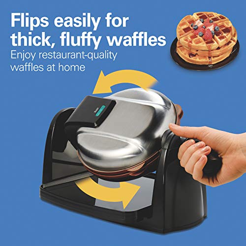 Hamilton Beach 26031 Belgian Waffle Maker with Removable Nonstick Plates, Single Flip, Ceramic
