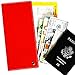 Pacer Go RFID Blocking Slim Minimalist Long Travel Wallet Genuine Leather Passport Holder Travel Cover (Red)