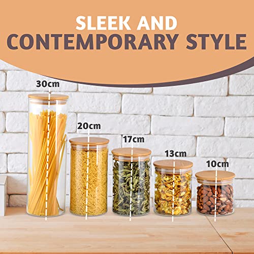 Cattleya Earth Home Essentials Set of 5 Glass Storage Containers for Food Storage, Glass