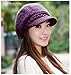 HINDAWI Winter Hat Warm Knit Snow Ski Outdoor Crochet Womens Hats Skull Cap with Visor Fuchsia