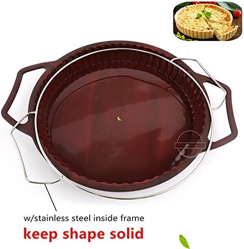 KuXun Non-Stick Fluted Flan Tin/Quiche Pan with Handles, Steel Frame to Anti-deformed, Pie Tart Pan Large Round, 26 cm (10")