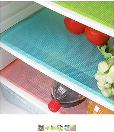 Daniya Refrigerator drawer Pad mat for Keeping Vegetables & Fruits Fresh Moisture Absorption Anti-fouling silicone table drawer Cabinet pad/mat, set of 4 (blue)