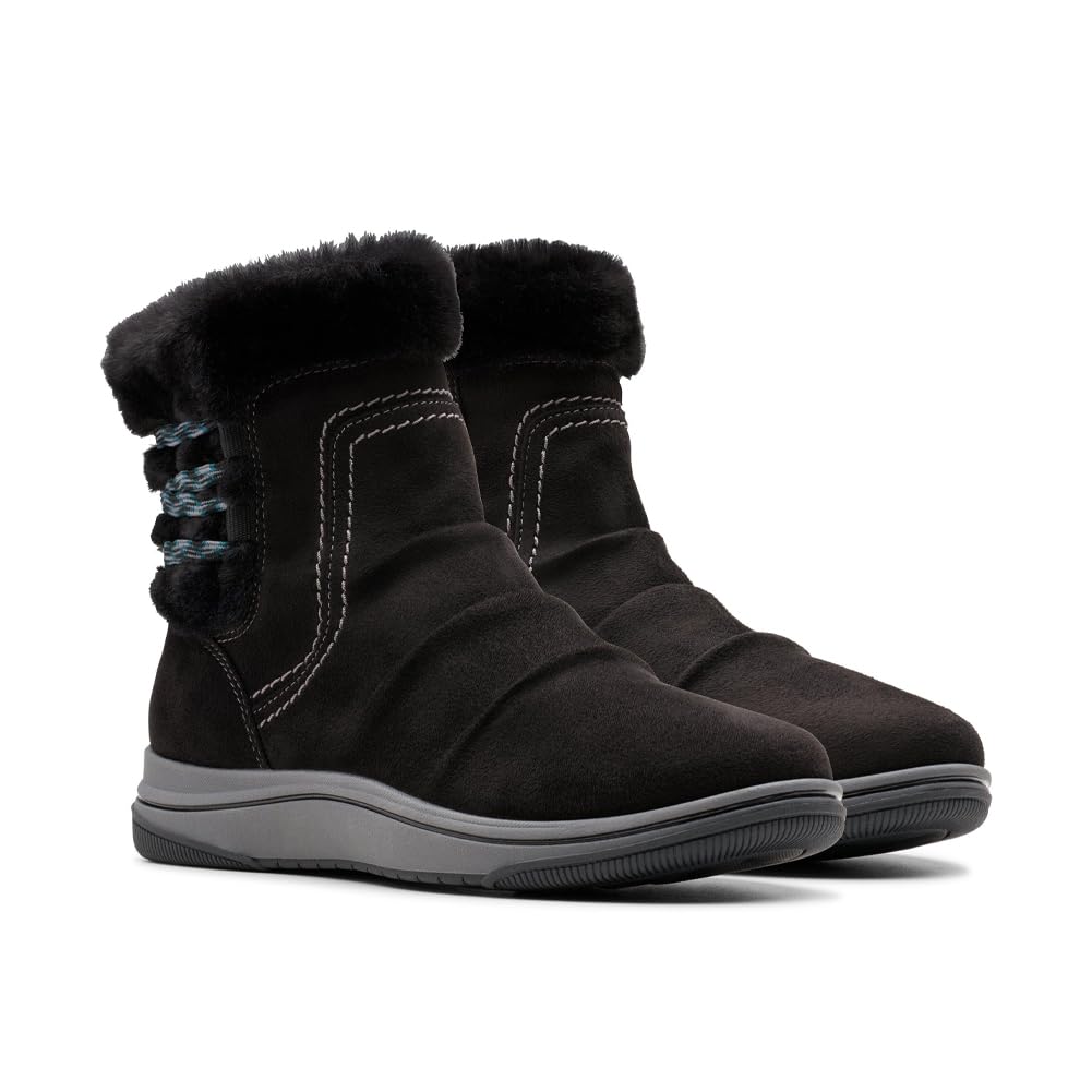 Clarks CloudSteppers Women’s Breeze Cozy Ankle Boot, Black, 9.5 M US