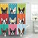 TOMPOP Shower Curtain Brown Fun Boston Terrier Pattern Full Color Flat Human Waterproof Polyester Fabric 72 x 72 inches Set with Hooks