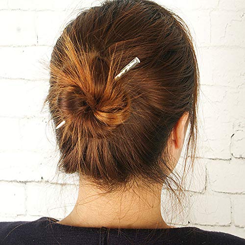 RAYNAG 4-Piece Bun Hair Sticks Metal Hair Chopsticks Charms Girl Women Hair Pin, Alloy Hair Pick, Gold and Silver