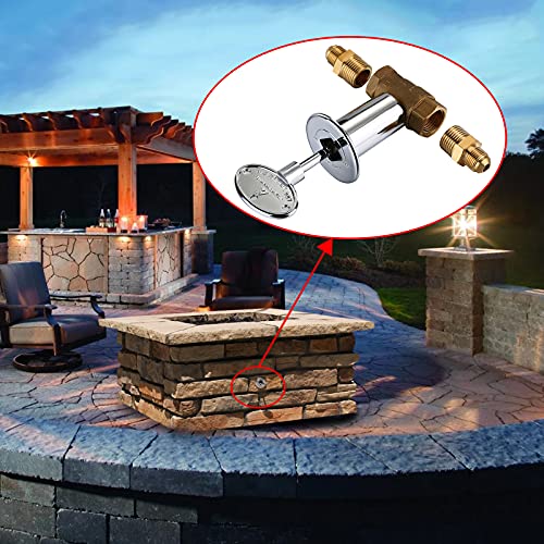 WADEO Propane Fire Pit Hose Kit with 1/2" Chrome Key Valve for Propane