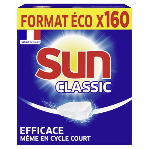 Sun Spülmaschinentabs Classic, 160 Tabletten, wirksam auch bei kurzen Zyklen und bei niedrigen Temperaturen, Produkt hergestellt in Frankreich