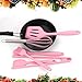Feleph Silicone Kitchen Cooking Utensils Set Pink High Heat-Resistant Premium BPA-Free, Non-Stick Rubber 2 Sizes Spatula Tongs Whisk Pastry Brush 6PCS