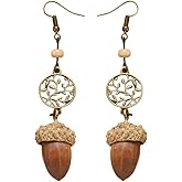 Acorns Earrings for Women Thanksgiving Day Earrings Pinecone Acorns Dangle Earrings Cute Fall Drop Earrings Handmade Christmas Holiday Jewelry Accessories