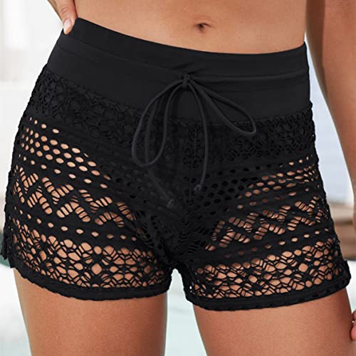 Ulicox Women's Swimming Trunks Beach Shorts Water Sports Quick Drying Summer Hollow Lace Swimming Trunks S-XXXL