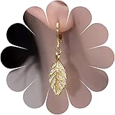 Andelaisi Boho Crystal Leaf Earrings Vintage Leaf Dangle Earrings Gold CZ Leaf Drop Earrings Fall Leaf Hoop Earrings Jewelry for Women